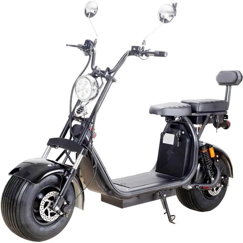 Mototec Knockout 60V 2000W 36 Ah Fat Tire Electric Scooter - Rear Hub Motor, 2-Seater With Backrest, Under Seat Storage 1