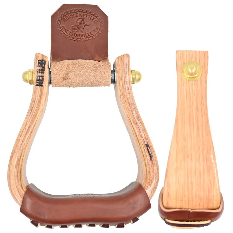 Nettles 2" Flat Bottom Varnish Youth Stirrups 1