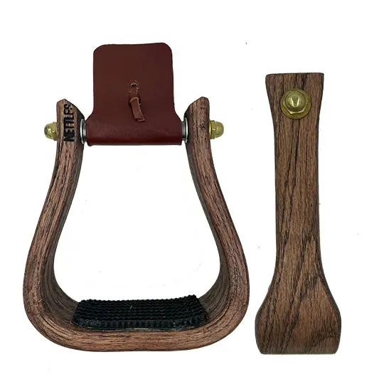 Nettles 2" Stained Barrel Stirrups Mahogany With Rubber Gripper 1