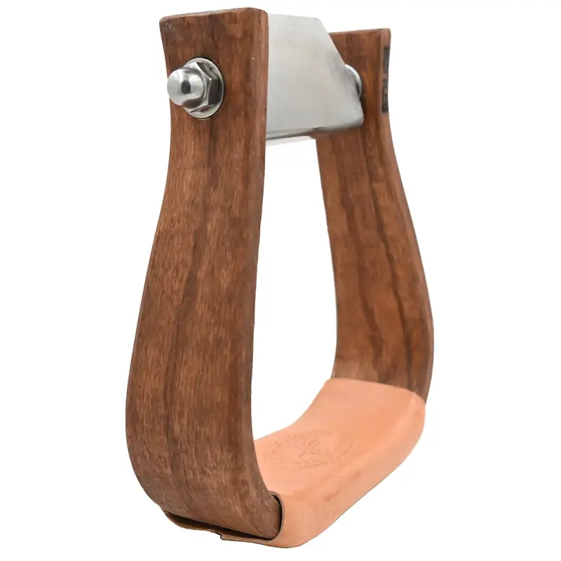 Nettles 2" "The Chisholm" All Purpose Wooden Stirrups W/ Leveler- Oiled Gunstock Stain 2