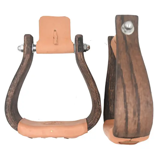 Nettles 2"  "The Chisholm" Flat Bottom Oversize All Purpose Wooden Stirrups 1