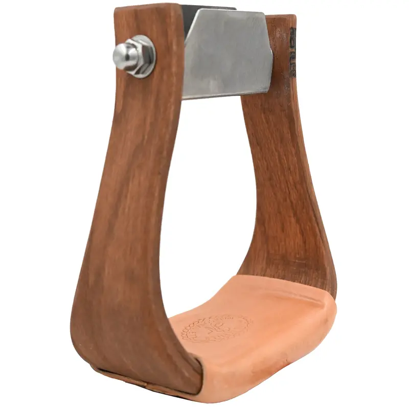 Nettles 3" "The Chisholm" All Purpose Wooden Stirrups W/ Leveler- Oiled Gunstock Stain 2