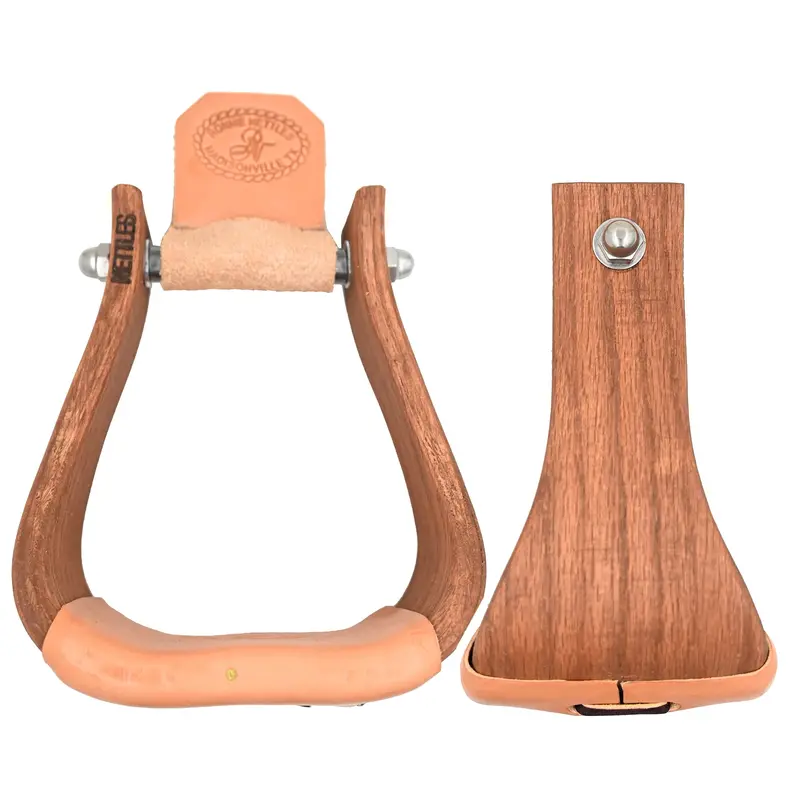 Nettles 4" "The Chisholm" All Purpose Wood Stirrups- Oiled Gunstock Stain 1
