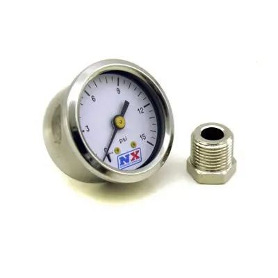 Nitrous Express Fuel Pressure Gauge (0-15 Psi W/Adaptor) 1