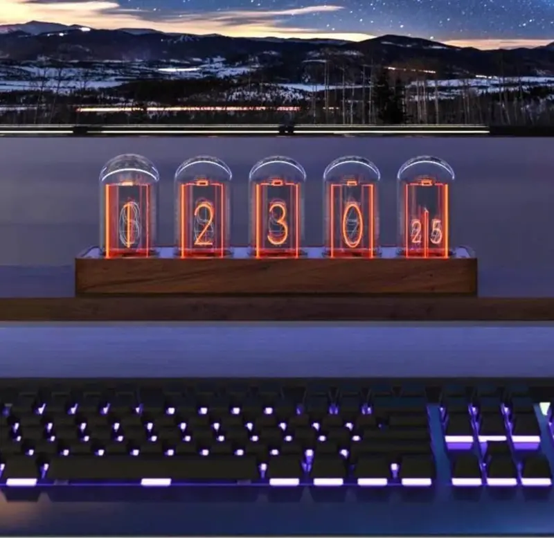 Nixie Tube Clock With Wi-Fi Sync, Alarm & Timer, 12H/24H Display 2