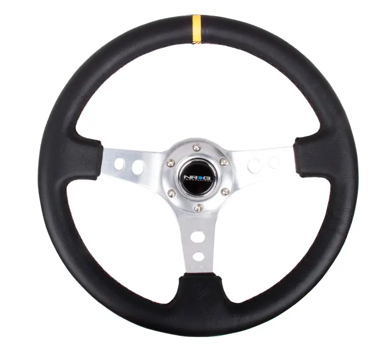 Nrg Innovations 3" Deep Dish Steering Wheel - Black W/ Yellow Stripe Rst-006S-Y 1