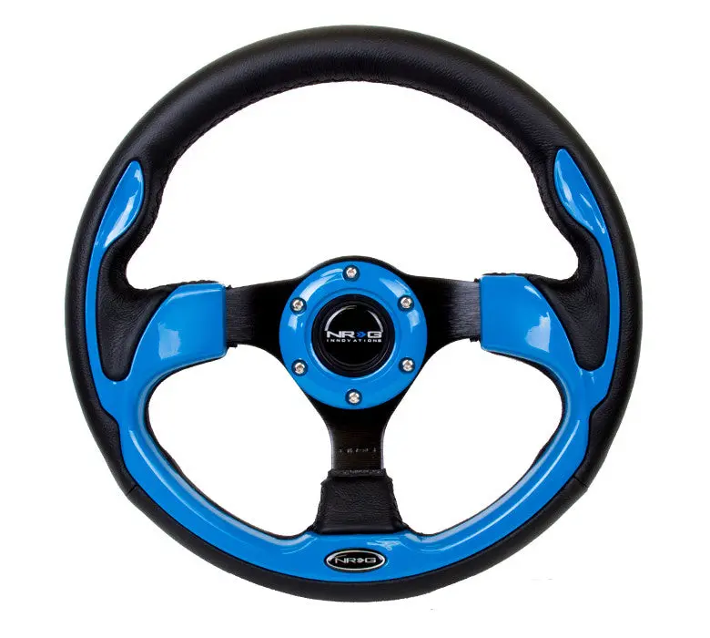 Nrg Innovations Pilota Series Steering Wheel Black Leather W/ Blue Inserts 1