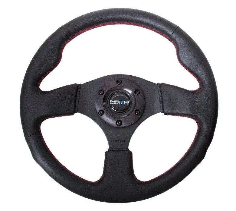 Nrg Innovations Race Style Steering Wheel Black Leather W/ Red Stitch 1