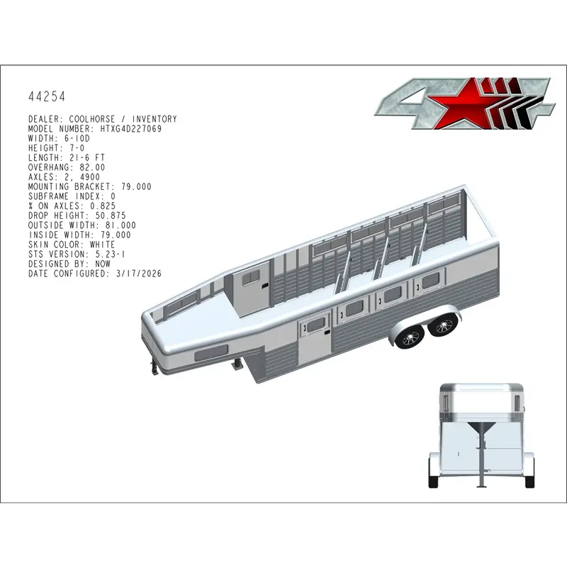 On Order! 2027 4 Star 4 Horse Slant Convenience Package 1