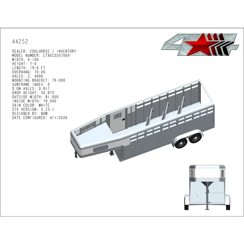 On Order! 2027 4 Star 4 Horse Stock Combo Trailer 1