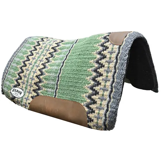 Oxbow Tack 1" 31"X32" Contoured Performance Felt Saddle Pad- Sage Green/Black 2