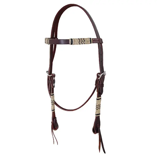 Oxbow Tack Chocolate Browband Headstall With Rawhide Accents 1