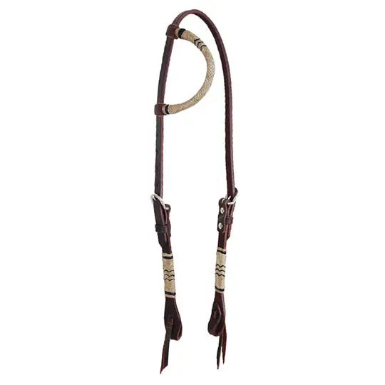 Oxbow Tack Chocolate Slip Ear Headstall With Rawhide Accents 1