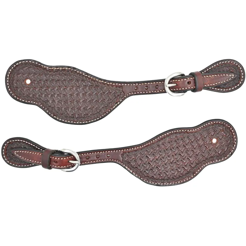 Partrade Rosewood Spider Stamped Buckaroo Spur Straps 1
