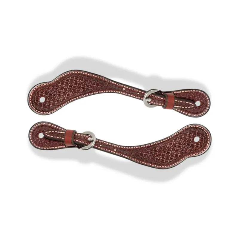 Partrade Rosewood Spider Stamped Cowboy Spur Straps 1