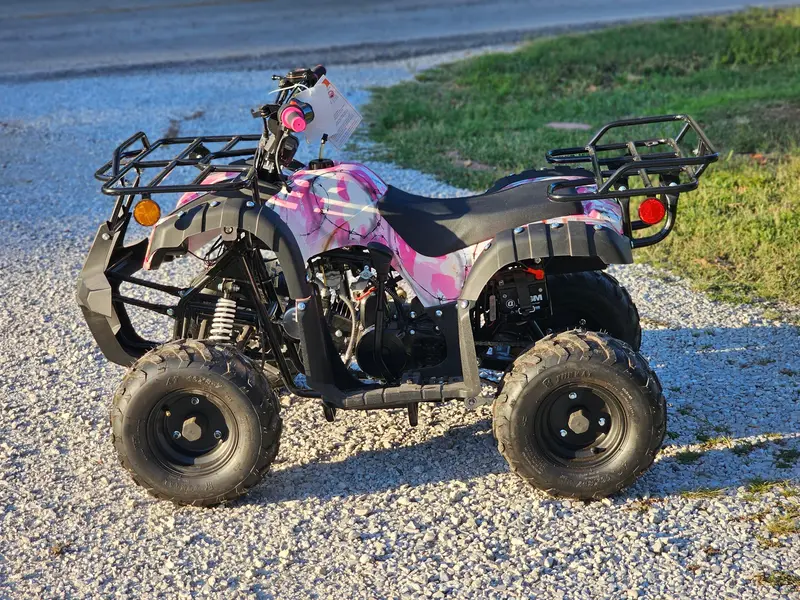 Pink Camo 125 Utility Atv 4 Wheeler With 7" Tires 1