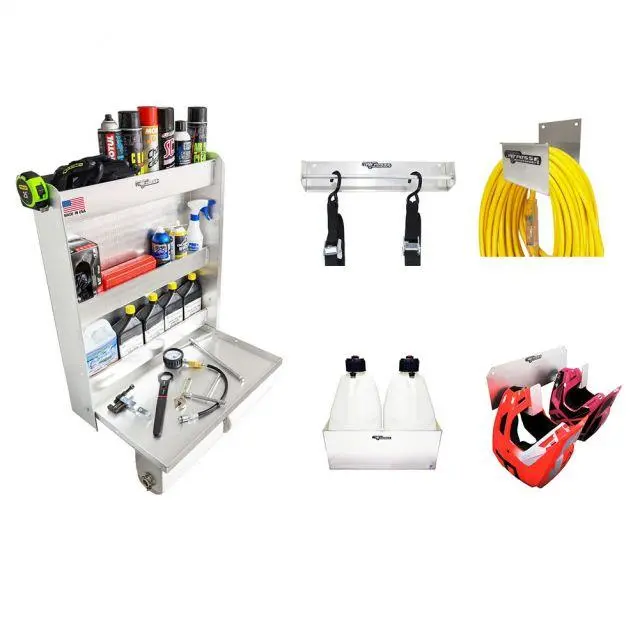 Pit Posse Trailer Starter Kit 3 – Work Station, Jug Rack, Helmet Hook & Organizer Bundle (Made In Usa) 1
