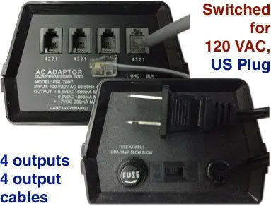 Prl-760C, ±8.5 V/1.8 A, +17 V/200 Ma, Ac Adapter W/4 Modular Jacks And 4 Cables 2
