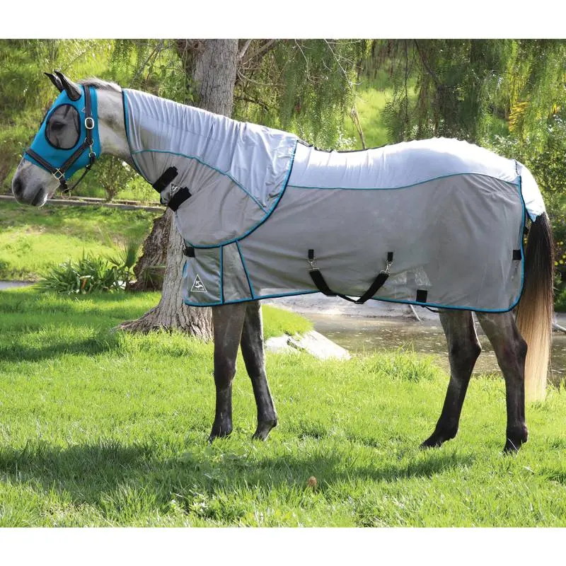 Professional's Choice Comfort Fit Fly Sheet- Charcoal/Pacific 1