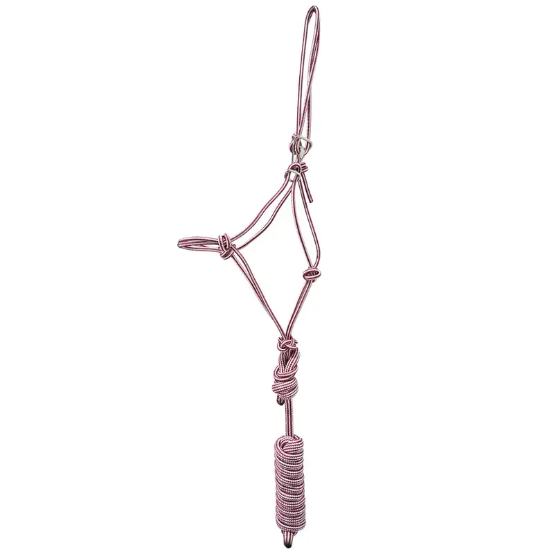 Professional's Choice Easy On Rope Halter With Lead Rope- Wine/Silver 1