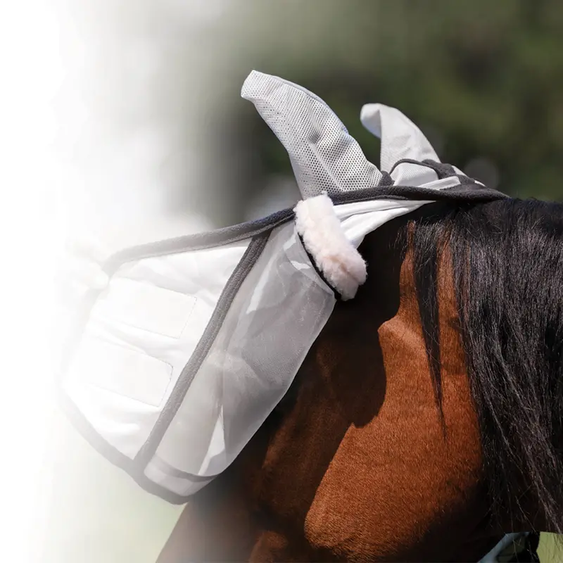 Professional's Choice Fly Screen Fly Mask With Nose Cover- Grey 2
