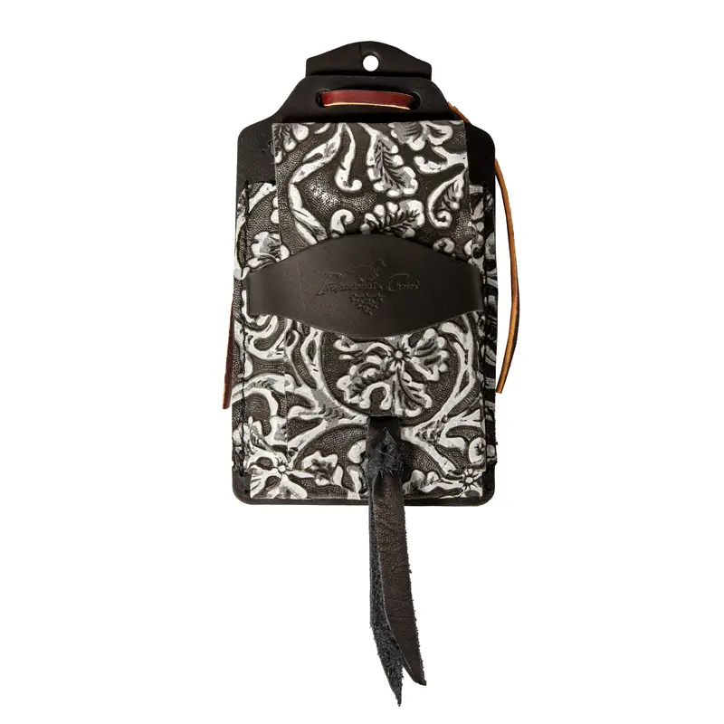Professional's Choice Leather Cell Phone Case- Black/White Paisley 1