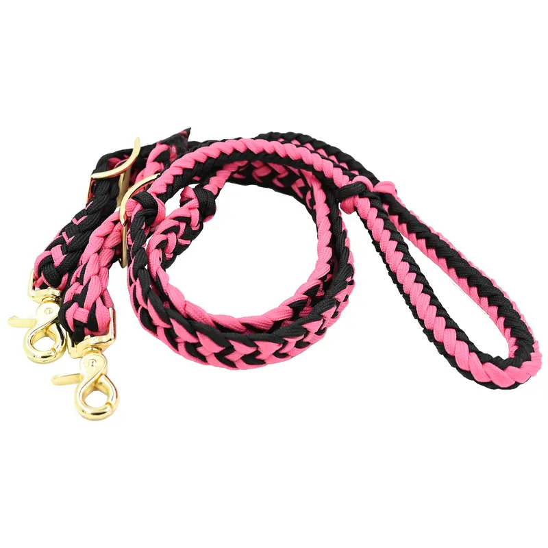 Professional's Choice Nylon Braided Pony Reins- Raspberry 1