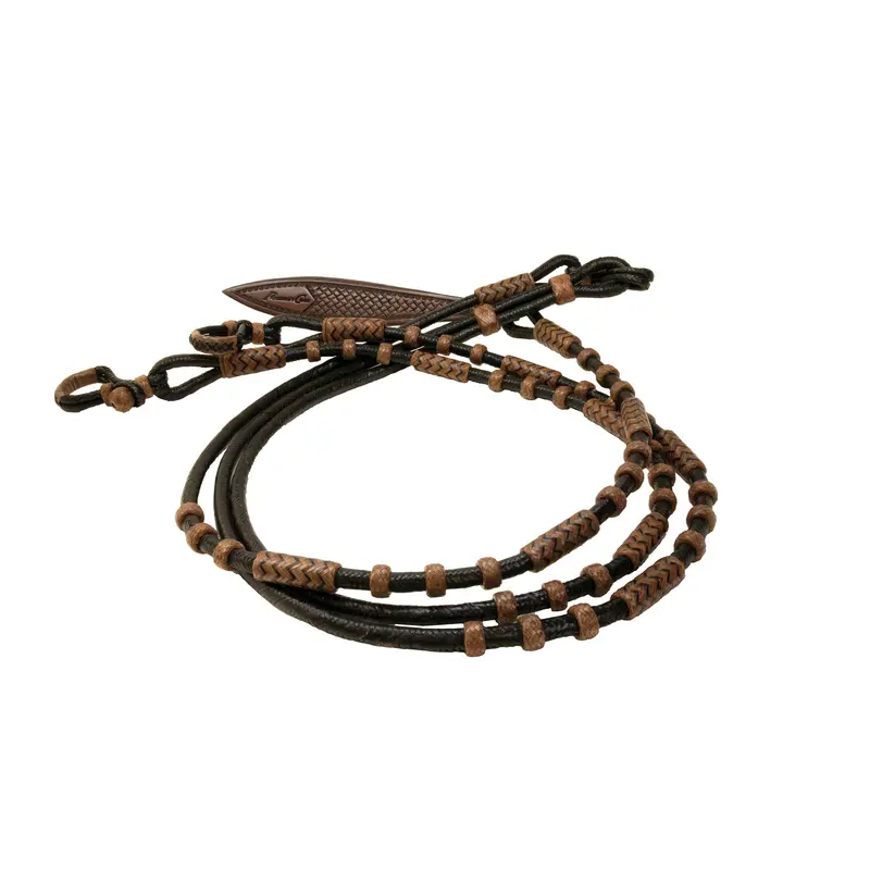 Professional's Choice Rawhide Romal Reins- Black/Brown 1