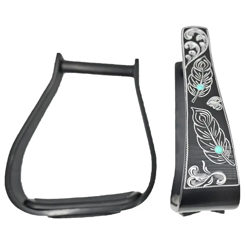 Professional's Choice Turquoise Feather Stirrups 1