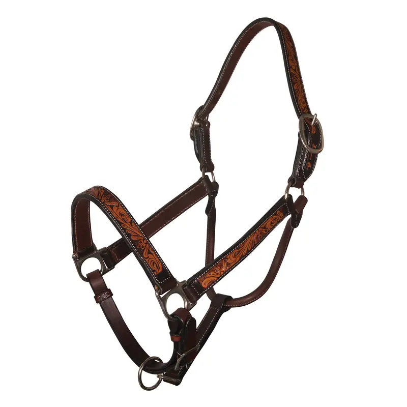 Professional's Choice Two-Toned Floral Tooled Leather Halter 1