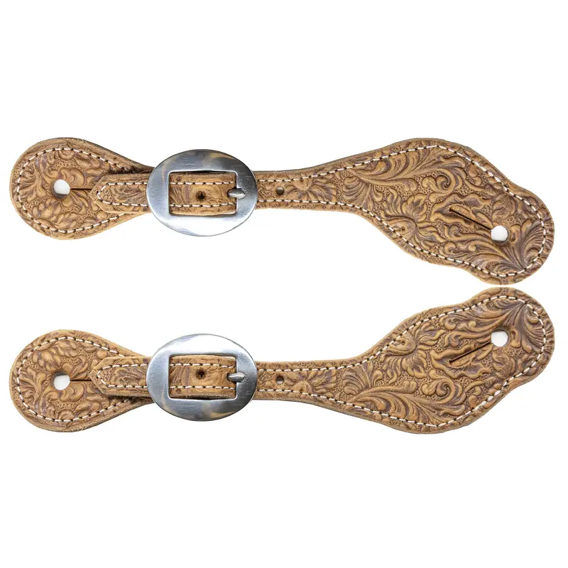 Professional's Choice Women's Natural Floral Embossed Spur Straps 1