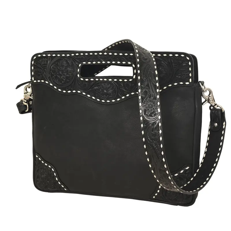 Rafter T Ranch Co Black Clutch/Crossbody Purse With Tooled Strap 1