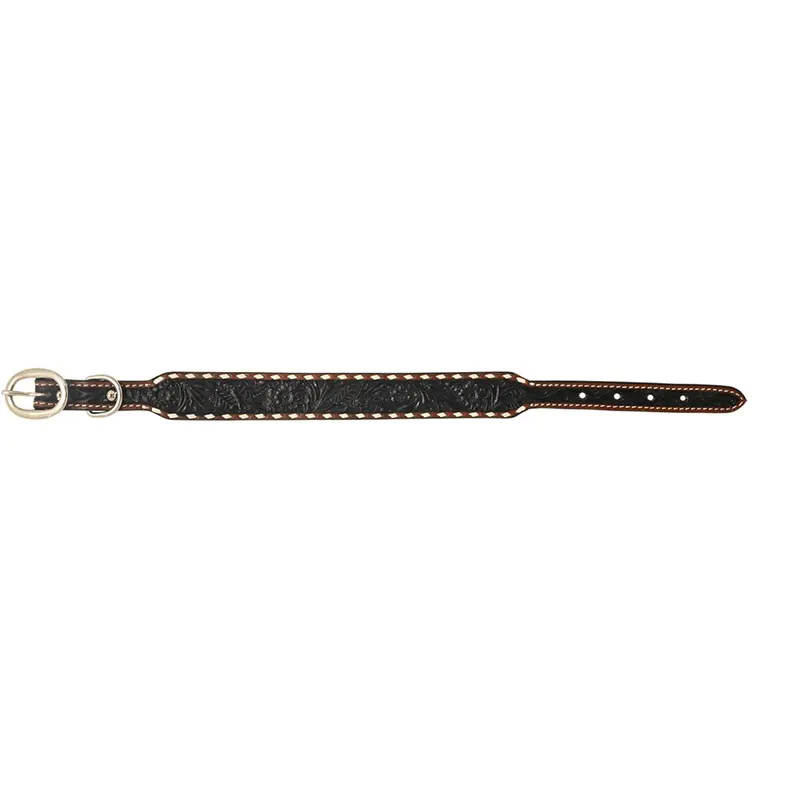 Rafter T Ranch Co. Black Washed Dog Collar With White Buckstitch 1