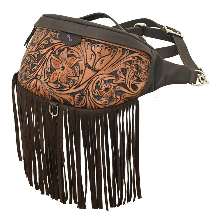 Rafter T Ranch Co. Brown Floral Tooled Bum Bag 1