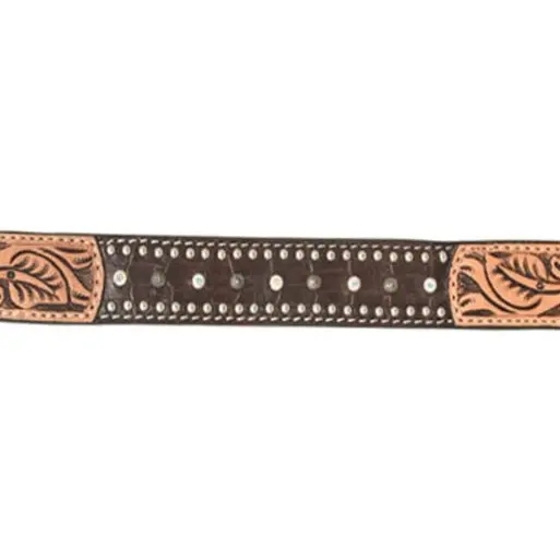 Rafter T Ranch Co. Dog Collar With Chocolate Gator Overlay And Studs 2