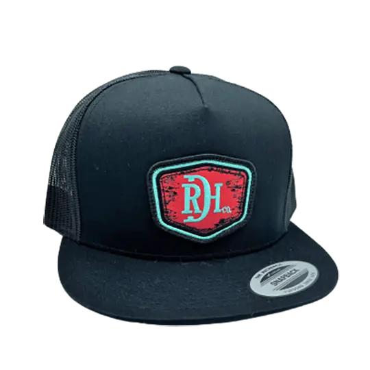 Red Dirt Hat Co. Black And Black Mesh Cap With Shield Patch 1