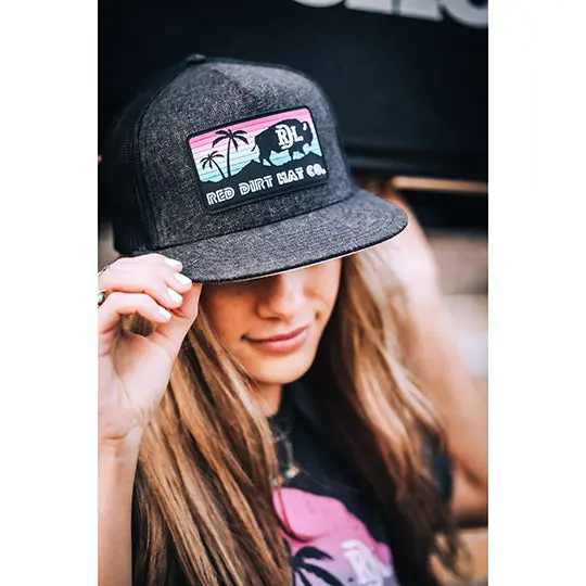 Red Dirt Hat Co. Heather Black And Black Mesh Cap With Miami Vice Patch 2