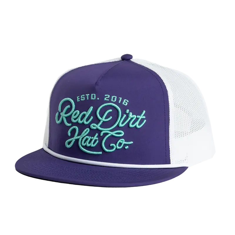 Red Dirt Hat Co. Lariat Purple And White Mesh Flatbill Cap 1