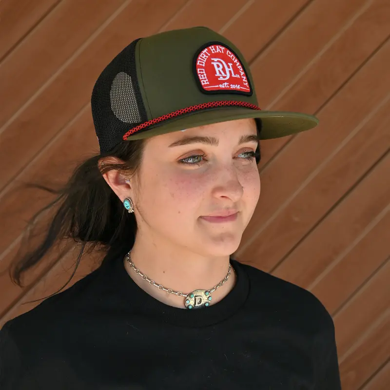 Red Dirt Hat Co. Olive And Black Mesh Ruger Cap 2