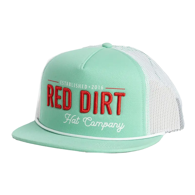 Red Dirt Hat Co. Papa Teal And White Mesh Flatbill Cap 1