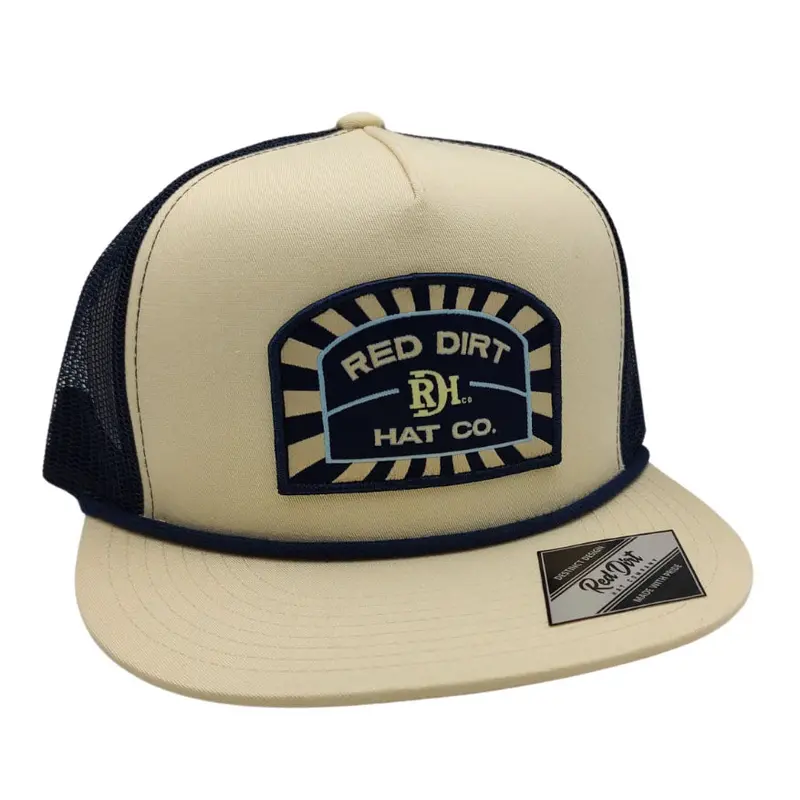Red Dirt Hat Co. Stone And Navy Mesh Conductor Cap 1