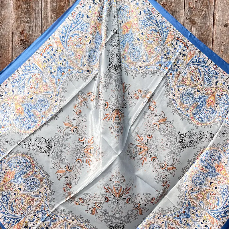 Rodeo Drive 35"X35" Blue Floral Wild Rag 2