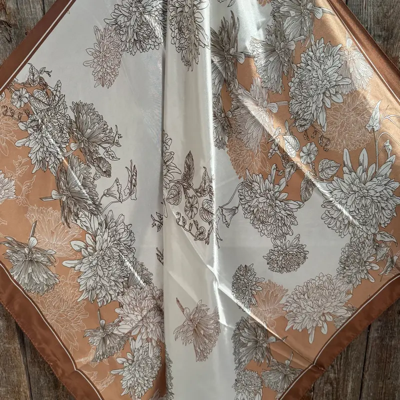 Rodeo Drive 35"X35" Brown And Tan Floral Patterned Wild Rag 2