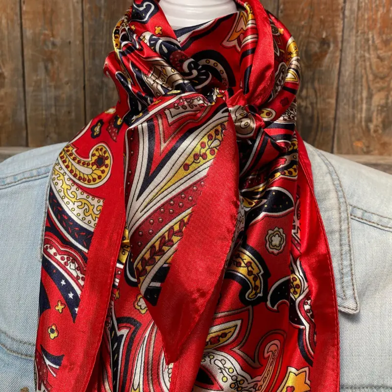 Rodeo Drive 35"X35" Red Hippie Paisley Wild Rag 1