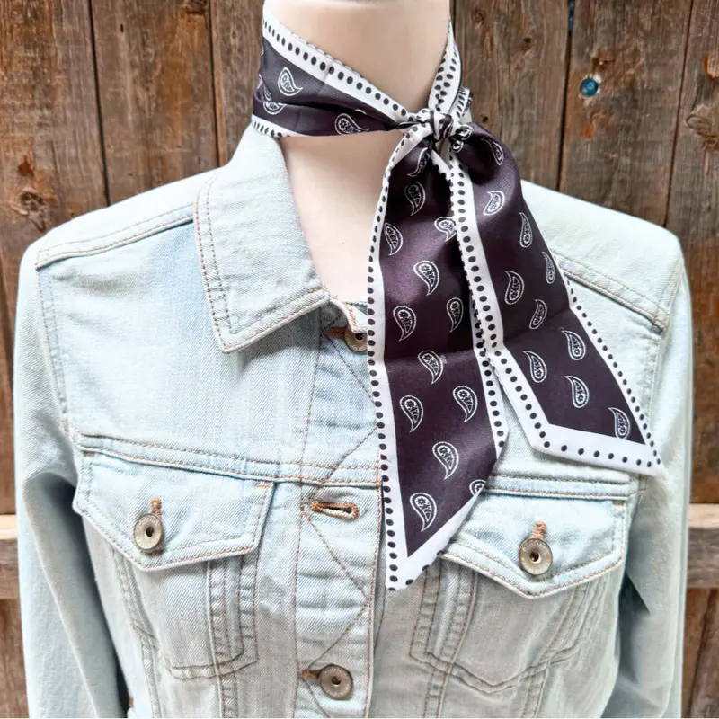 Rodeo Drive Black And White Paisley Print Twilly 1
