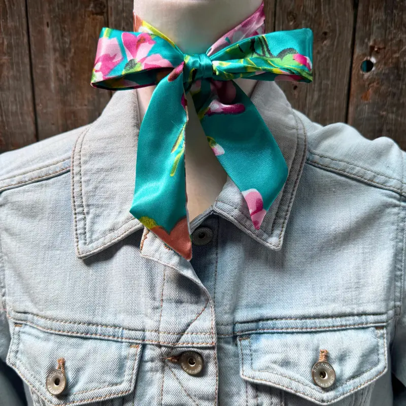 Rodeo Drive Turquoise And Pink Floral Twilly 1
