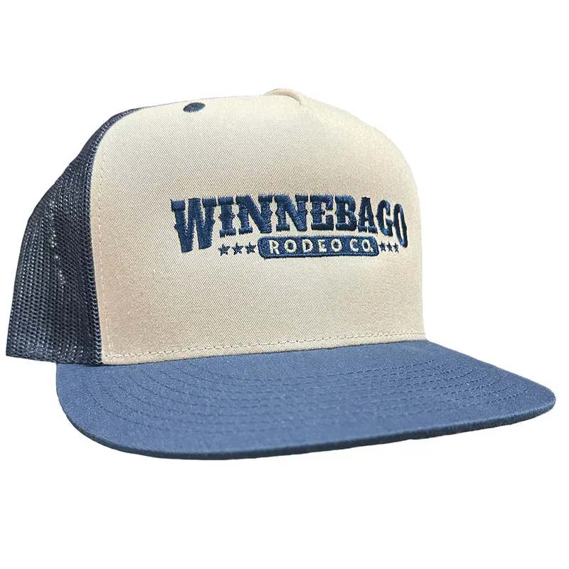 Rodeo Time Winnebago Rodeo Co. Tan And Navy Mesh Snapback Cap 1