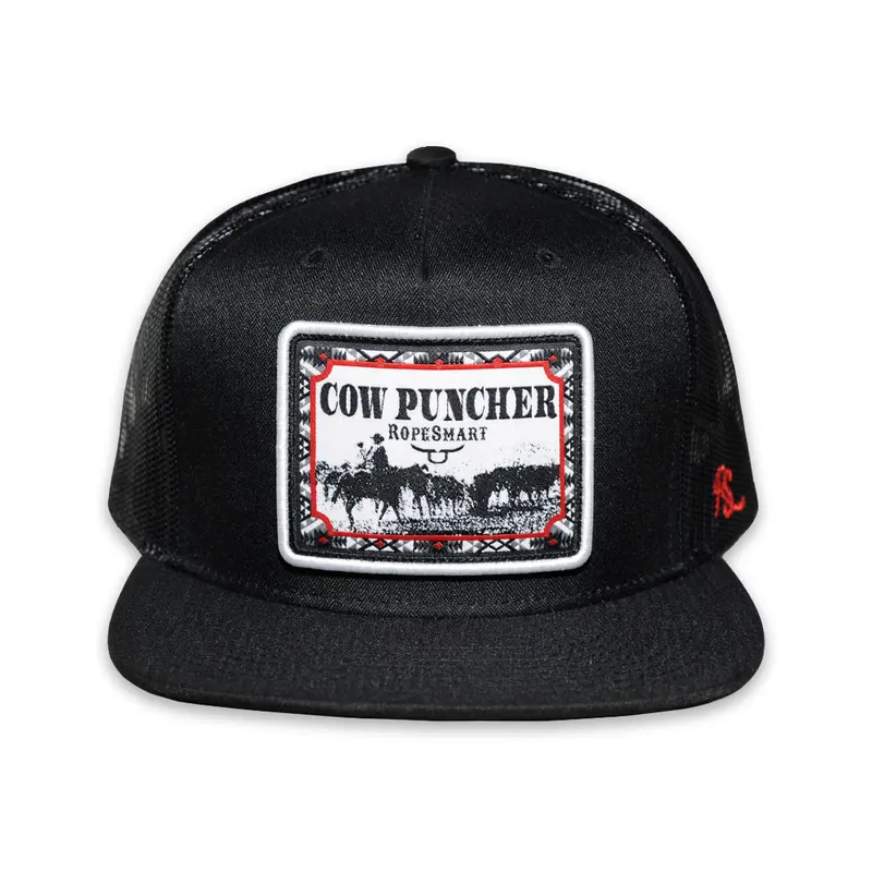 Ropesmart Black Trucker Cap W/ Cow Puncher Patch 2