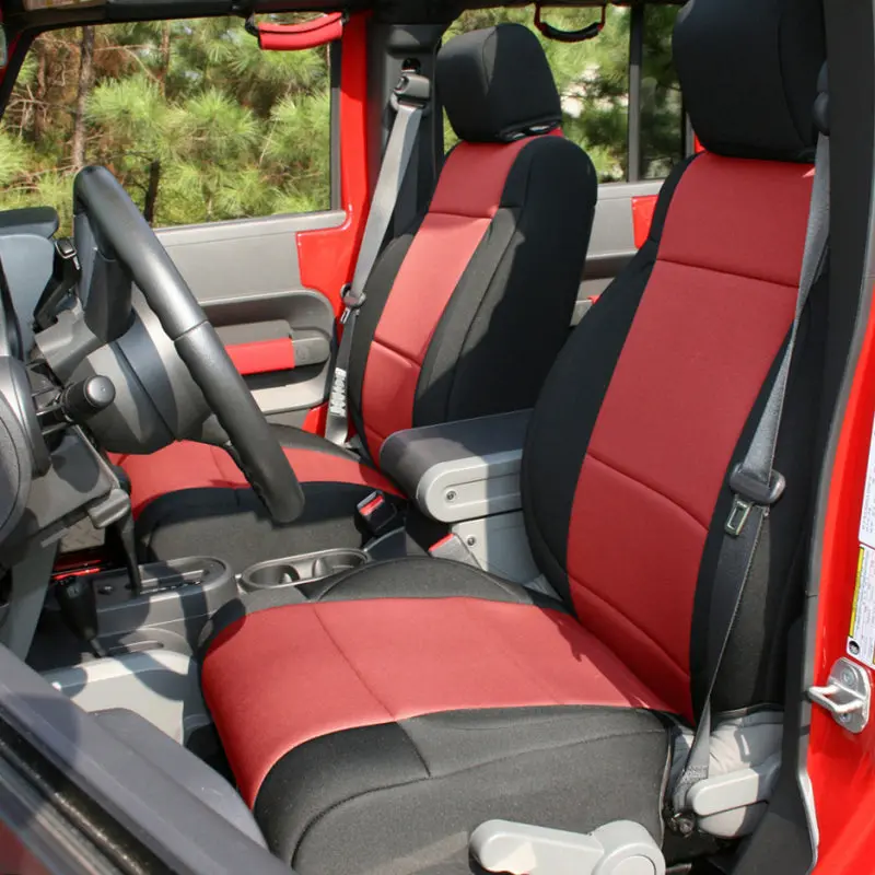 Rugged Ridge Seat Cover Kit Black/Red 11-18 Jeep Wrangler Jk 2Dr 1