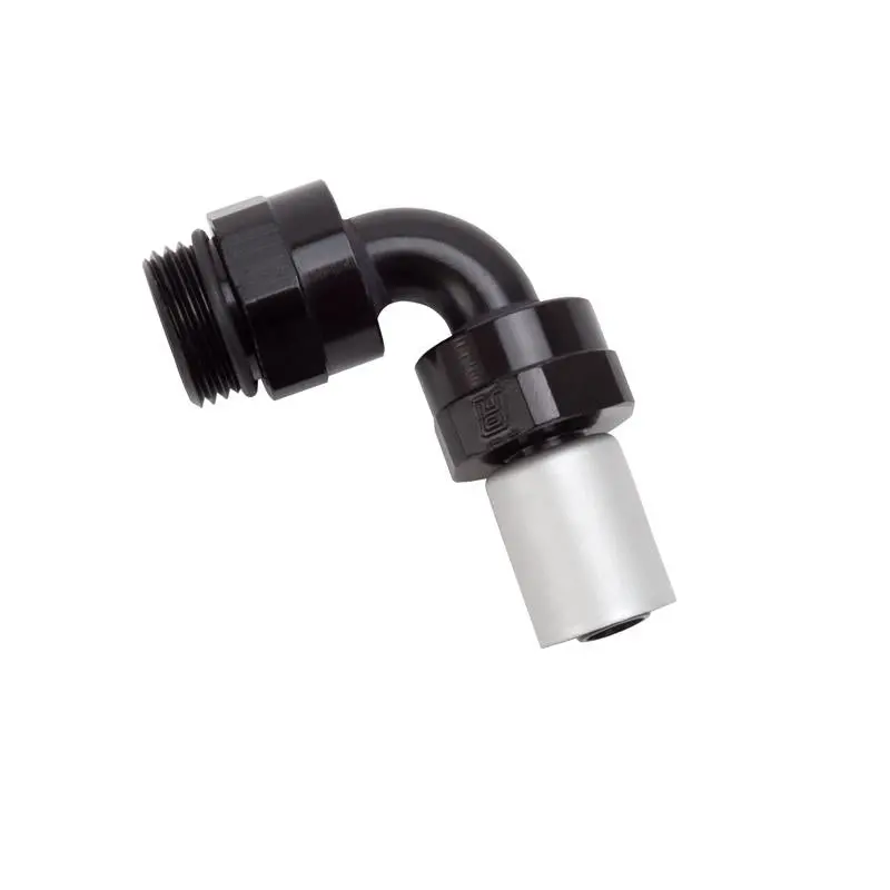 Russell Hose End Crimp On 10 Sae Port Male To -8 Hose 90 Deg Swivel Blk Anodized 1